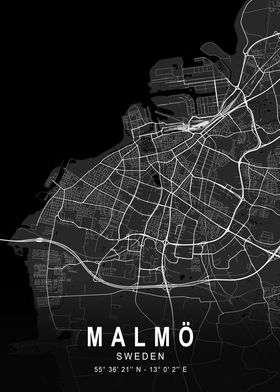 Malmö Dark City Map