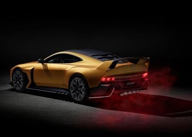 Gold Sports Car with Smoke