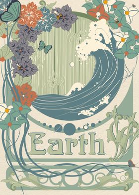 Earth -  Art Nouveau Space Posters