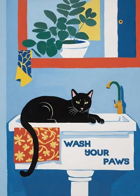 Wash Your Paws Cat Poster