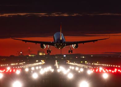 Airplane Landing at Night