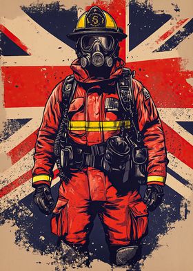 Firefighter with Union Jack