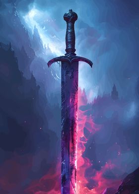 Fantasy Sword in Flames