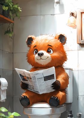 Bear Reading on Toilet