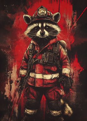 Firefighter Raccoon