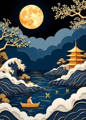 Japanese Moonlit Landscape