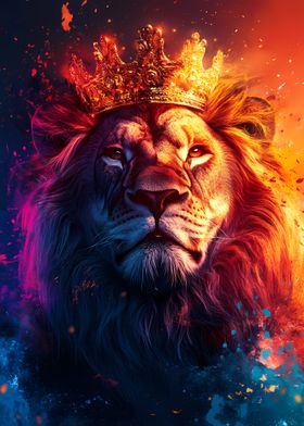 Lion King with Crown Digital Art