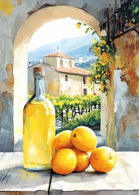 Lemons and Wine in Italian Village