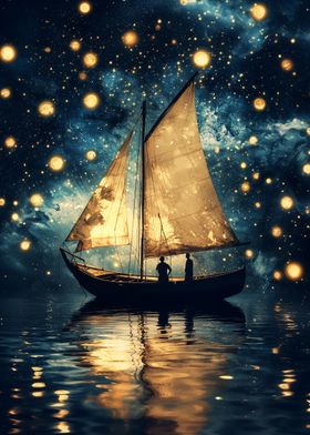 Sailboat Under a Starry Sky