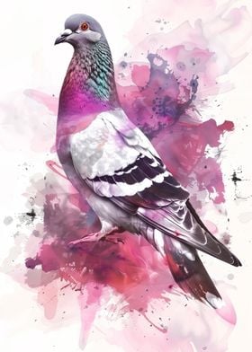 Pink Pigeon Watercolor