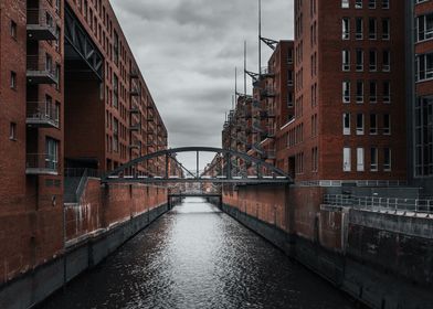 Canal Bridge in Hamburg City