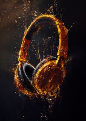 Golden Headphones Splash