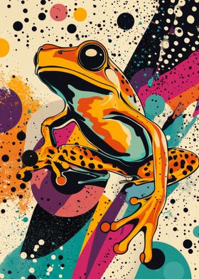 Playful Frog Pop Art Print | Colorful Nature Décor, Animal Lover Gift, Retro Wall Art |Psychedelic Frog Art