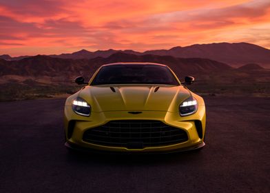 Yellow Sports Car Sunset