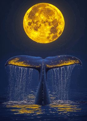 Whale Tail Under Full Moon