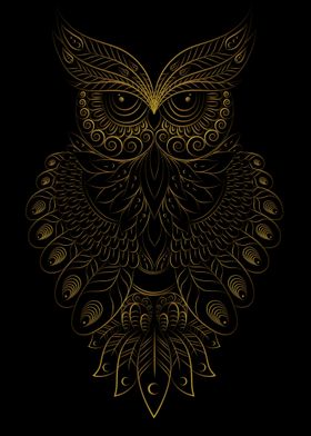 Golden Owl Mandala