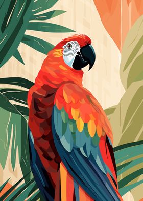 Scarlet Macaw in Tropical Paradise