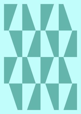 Midcentury Modern Abstract Geometric Teal Triangle Pattern