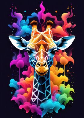 Geometric Giraffe Art