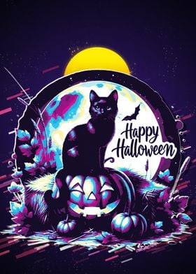 Halloween Cat &amp; Pumpkin