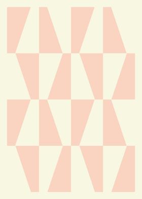 Midcentury Modern Abstract Geometric Pink and Cream Geometric Pattern