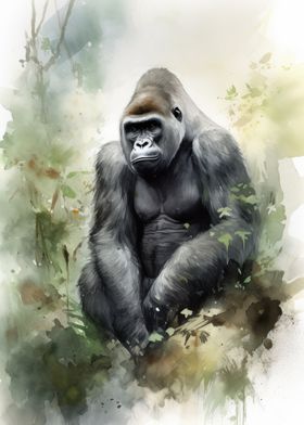 Gorilla Watercolor Painting