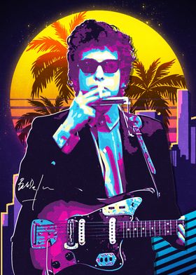 Bob Dylan Guitarist 80s Retro