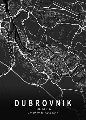 Dubrovnik Dark City Map