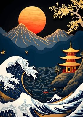 Japanese Wave and Pagoda