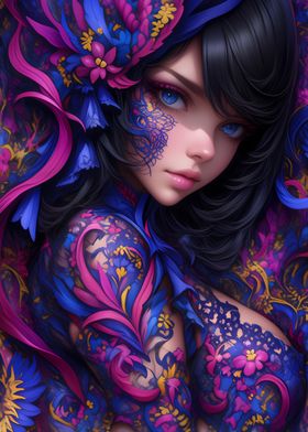 Floral Fantasy Portrait Anime Girl