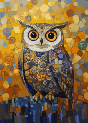 Owl in the Style of Gustav Klimt