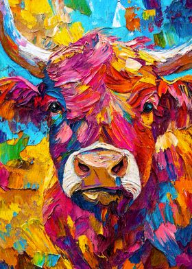 Colorful Cow Portrait