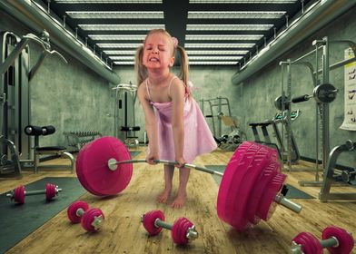 Little Girl Lifting Weights