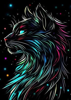 Neon Cat Portrait