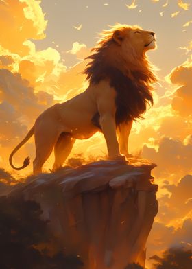 Majestic Lion at Sunset