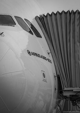 Airbus A380-800 connected to a Jet Bridge