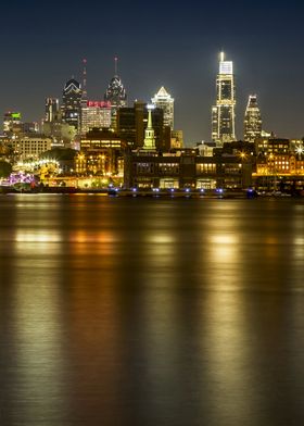 Philadelphia skyline with Delaware River