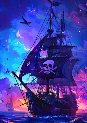 Pirate Ship at Sunset