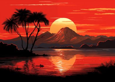 Sunset Mountain Landscape