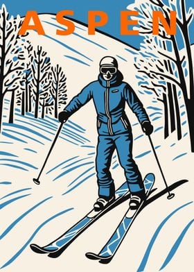 Aspen Skiing Poster