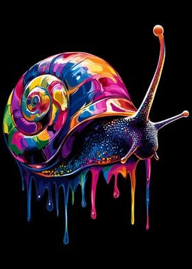 Rainbow Snail Drip Art