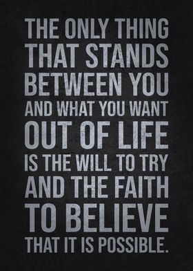 The Will To Try and Faith To Believe - Inspirational Quote