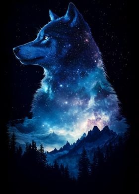 Wolf Galaxy Night