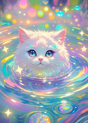 Cute Cat in Water