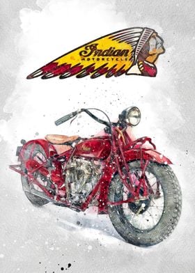 Indian Motorcycle Watercolor