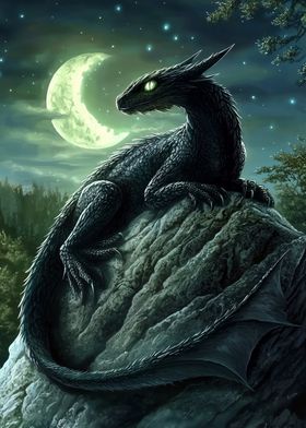 Black Dragon Under Moonlight