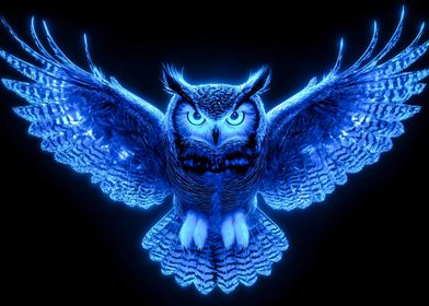 Blue Owl in Flight