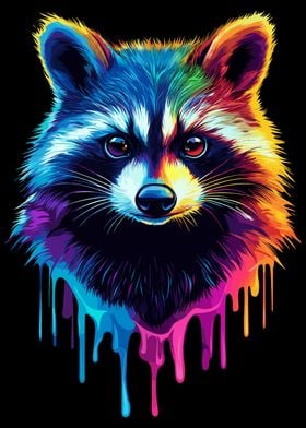 Rainbow Pop Art Raccoon