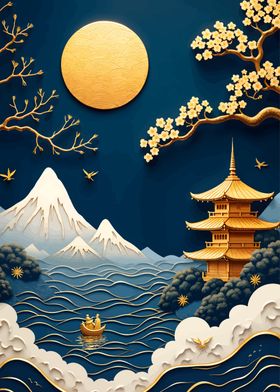 Japanese Papercut Landscape