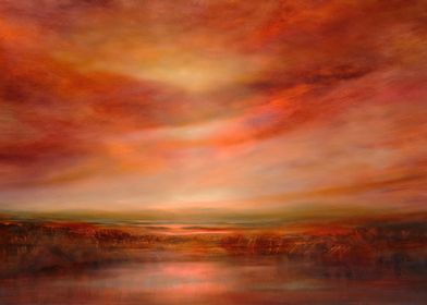 Evening glow - Sunset Landscape Painting